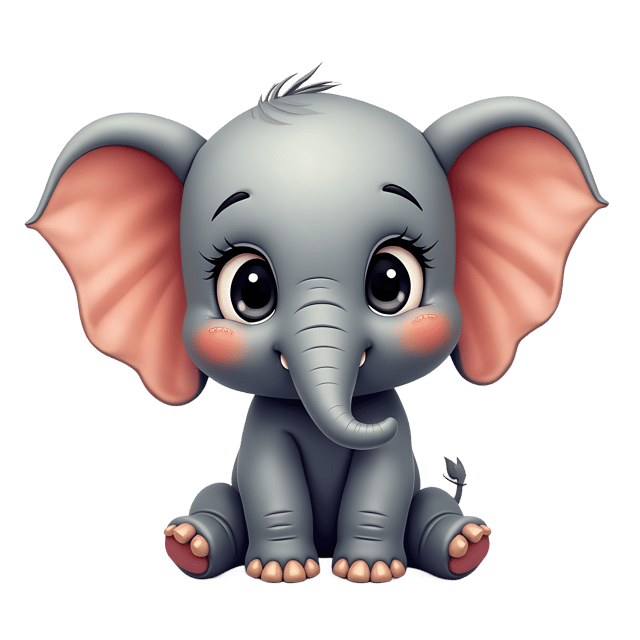 Free transparent PNG: Cute Elephant PNG with Oversized Ears and Button Eyes for Fun Animal Art