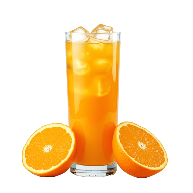 Free transparent PNG: Freshly Squeezed Orange Juice in a Tall Glass with Ice Cubes - PNG Format