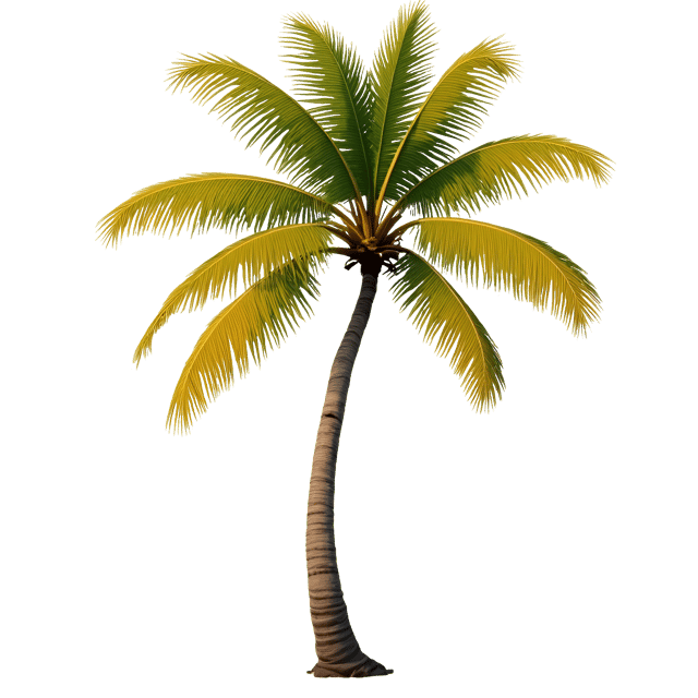 Free transparent PNG: Palm Tree Clipart with Slender Trunk and Golden Leaves