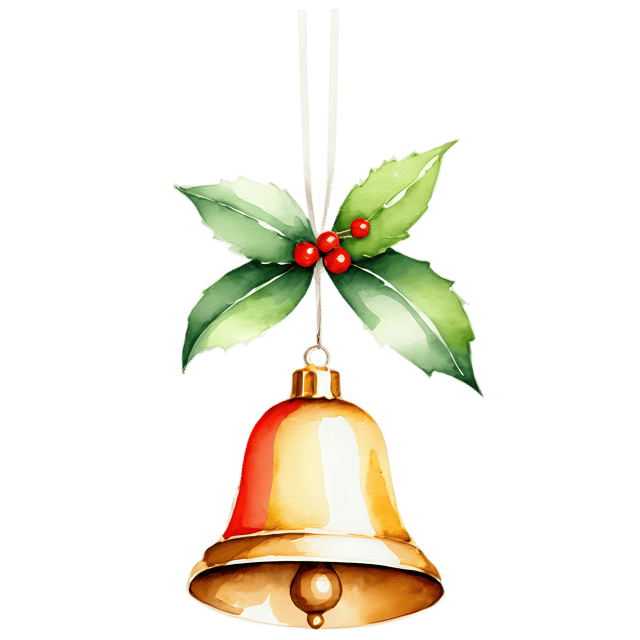 Free transparent PNG: Christmas Bell Watercolor Style Transparent PNG Illustration - Perfect for Crafts & Designs