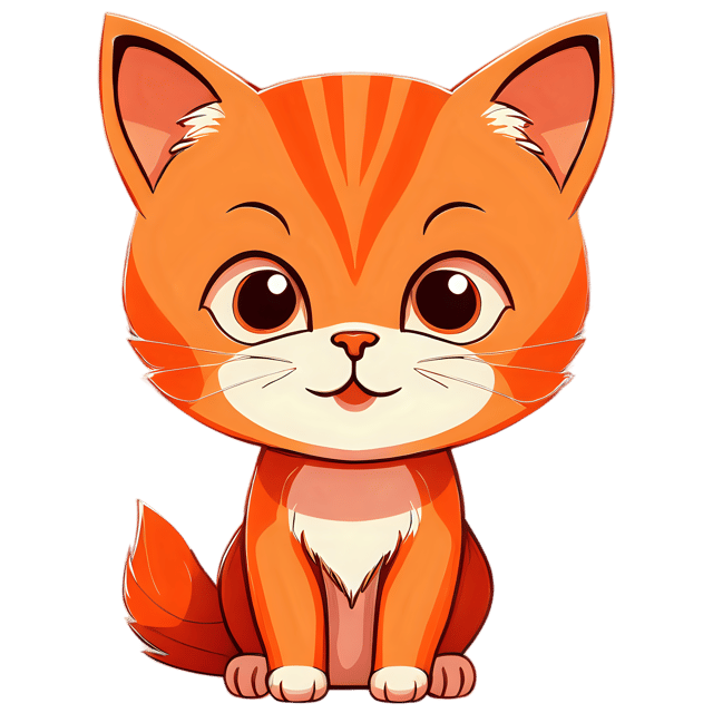 Free transparent PNG: Cute Cartoon Kitten Illustration for Kids and Animal Lovers