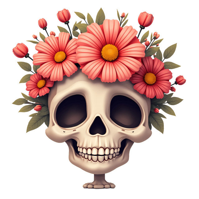 Free transparent PNG: Skeletal Face Flower PNG Artwork with Transparent Background