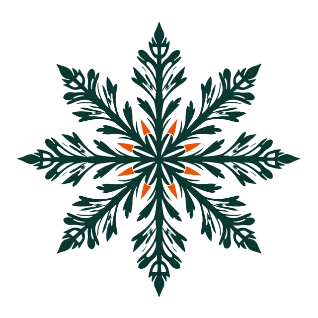 Free transparent PNG: Symmetrical Snowflake Clipart with Intricate Details on Transparent Background