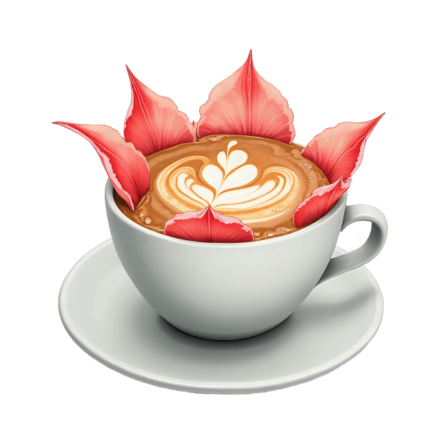 Free transparent PNG: Coffee with Foam Art Tulip Design  Unique Drink Clipart, free downloadable png