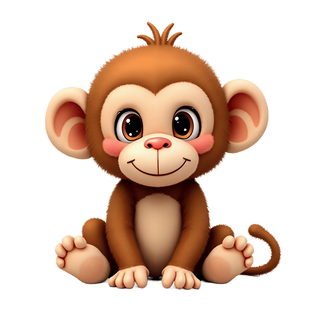 Free transparent PNG: 12 Fluffy Baby Monkey Plush Toy PNG with Transparent Background