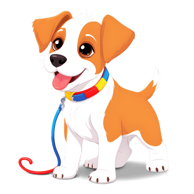 Free transparent PNG: Playful Puppy with Colorful Leash PNG Transparent Background