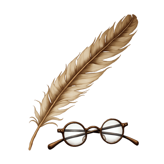 Free transparent PNG: Long Quill Feather Beside Antique Spectacles  Classic Clipart, free downloadable png