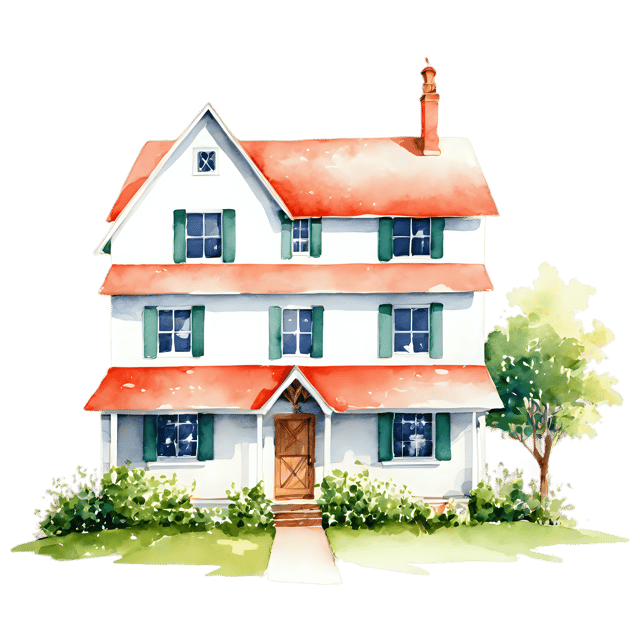 Free transparent PNG: Watercolor Farmhouse House Transparent PNG – Gentle Illustration for Decor & Crafts