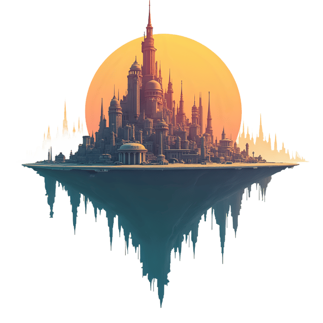 Free transparent PNG: Futuristic City Floating Above Water Transparent PNG Background