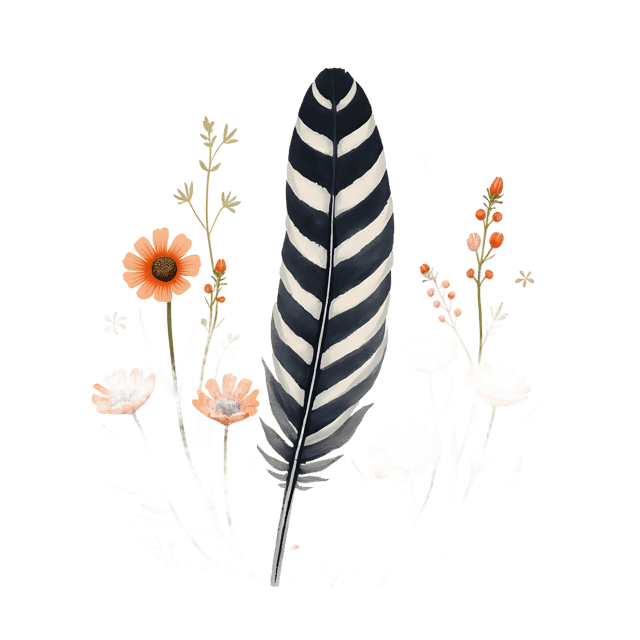 Free transparent PNG: Striped Bird Feather Among Wildflowers  Nature Clipart, free transparent png download