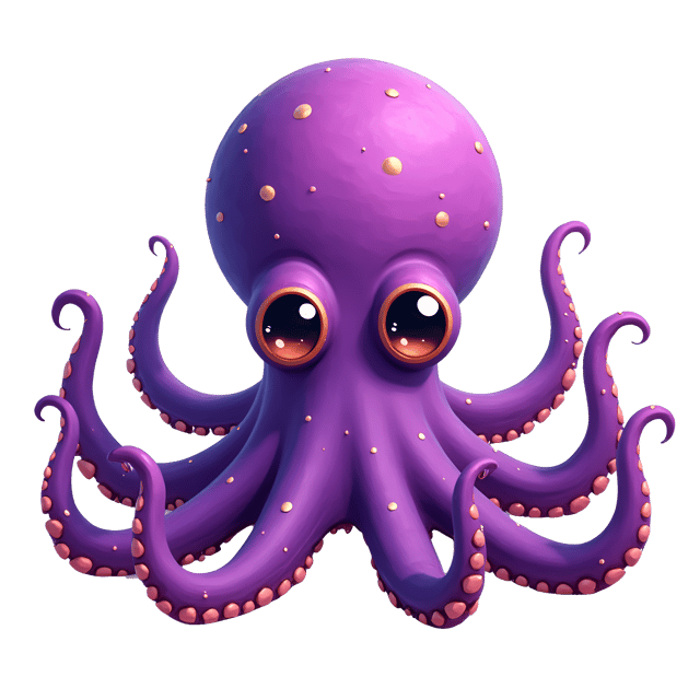 Free transparent PNG: Starry-Eyed Octopus PNG Illustration with Bright Purple Skin and Large Eyes