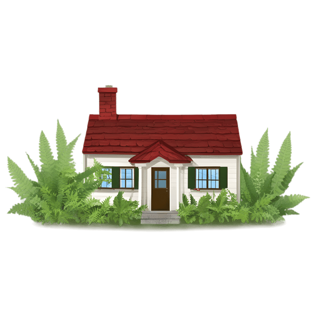Free transparent PNG: Fern-lined Cottage PNG with Transparent Background for Nature-Inspired Art