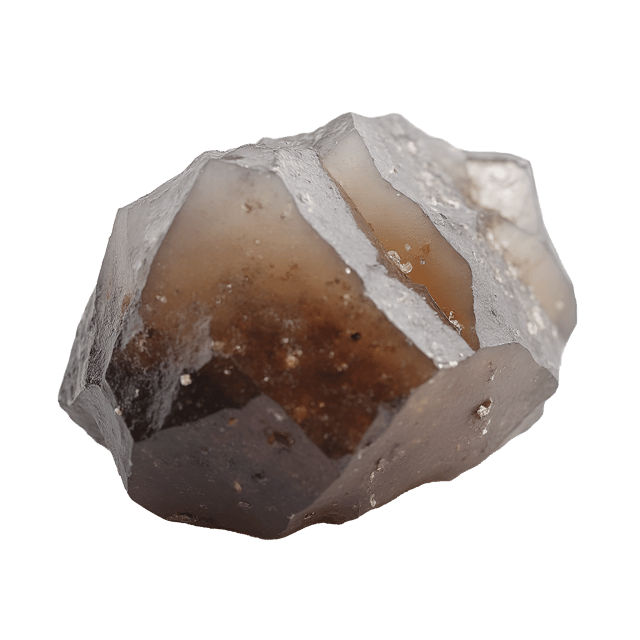 Free transparent PNG: Smoky Quartz Crystal with Grayish-Brown Veils on White Background