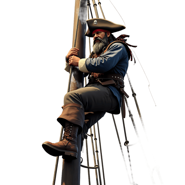 Free transparent PNG: Pirate Climbing the Mast PNG  Perfect for Nautical Themes, Crafts  Decor