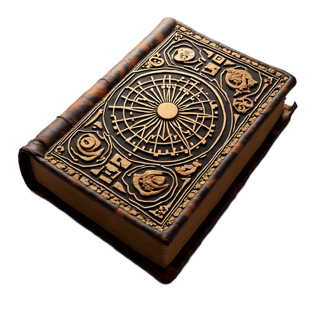 Free transparent PNG: Weathered Leather Spellbook PNG with Ancient Magical Symbols for Decorative and Craft Use