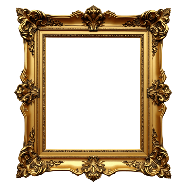 Free transparent PNG: Golden Picture Frame with Elaborate Filigree Designs Clipart