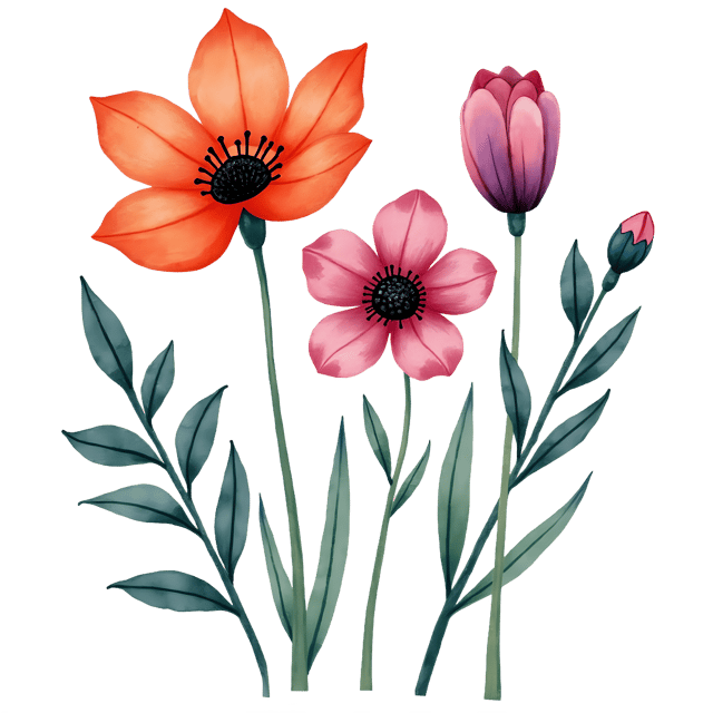 Free transparent PNG: Boho Watercolor Flowers  Artistic Clipart, free download png