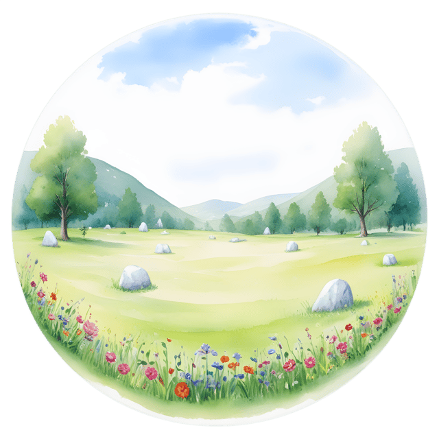 Free transparent PNG: Vibrant Meadow in a Natural Stone Circle PNG