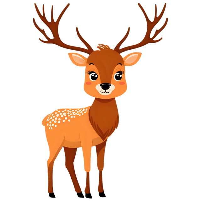 Free transparent PNG: Cute Elk Cartoon Illustration with Transparent Background