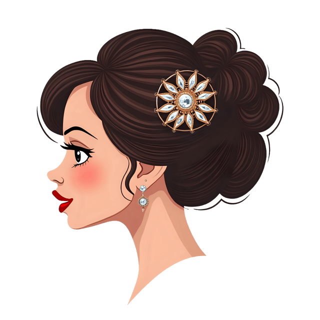 Free transparent PNG: Elegant Hair Updo with Gemstone Pin  Bridal Clipart, free downloadable png