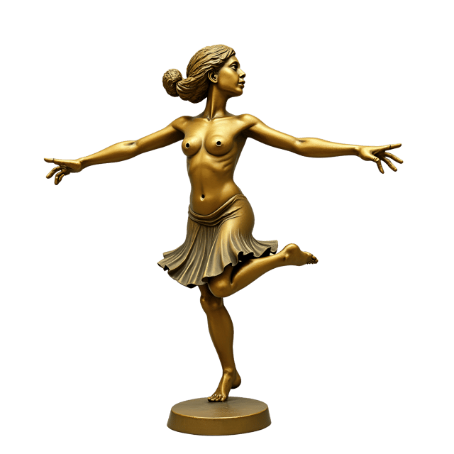 Free transparent PNG: Gilded Bronze Dancing Figure Watercolor Illustration