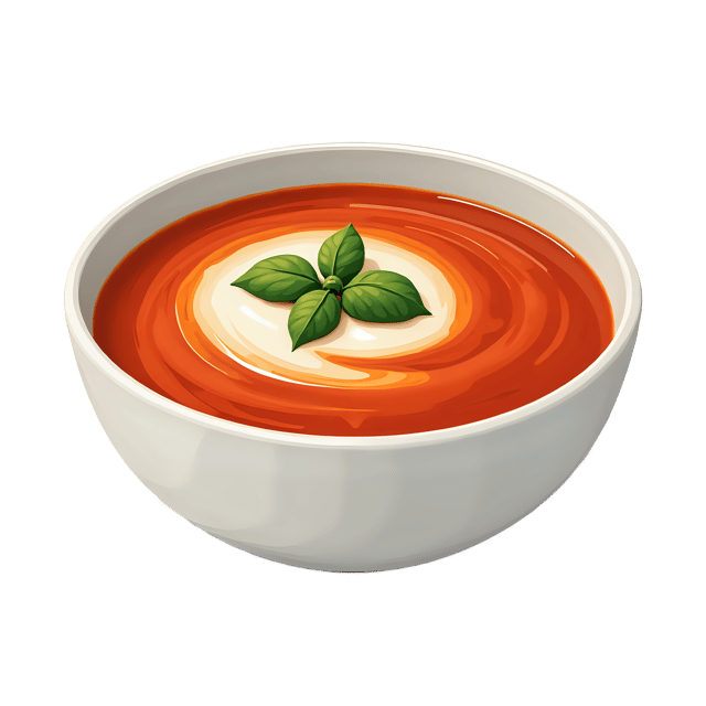 Free transparent PNG: Tomato Basil Soup with Cream Swirl  Delicious Food Clipart, free transparent png download