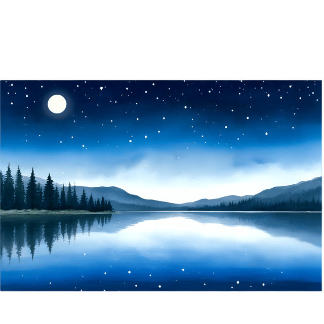 Free transparent PNG: Starry Lake Night Scene PNG with Transparent Background for Art and Design
