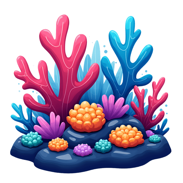 Free transparent PNG: Vibrant Coral Reef PNG with Glowing Algae and Sea Fans