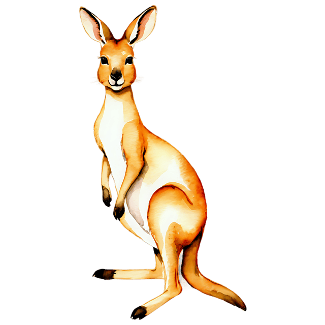 Free transparent PNG: Transparent Watercolor Kangaroo Illustration – Gentle Clipart for Designers & Creators