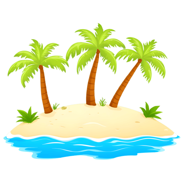 Free transparent PNG: Tropical Paradise with White Sand and Palm Trees PNG