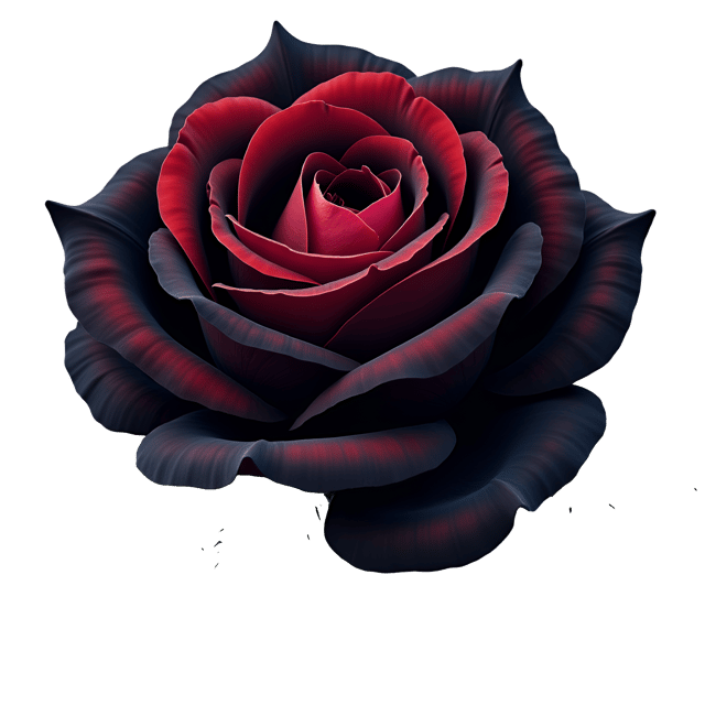 Free transparent PNG: Obsidian Black Rose with Dark Crimson Streaks - Beautiful Illustration Clipart on Transparent Background