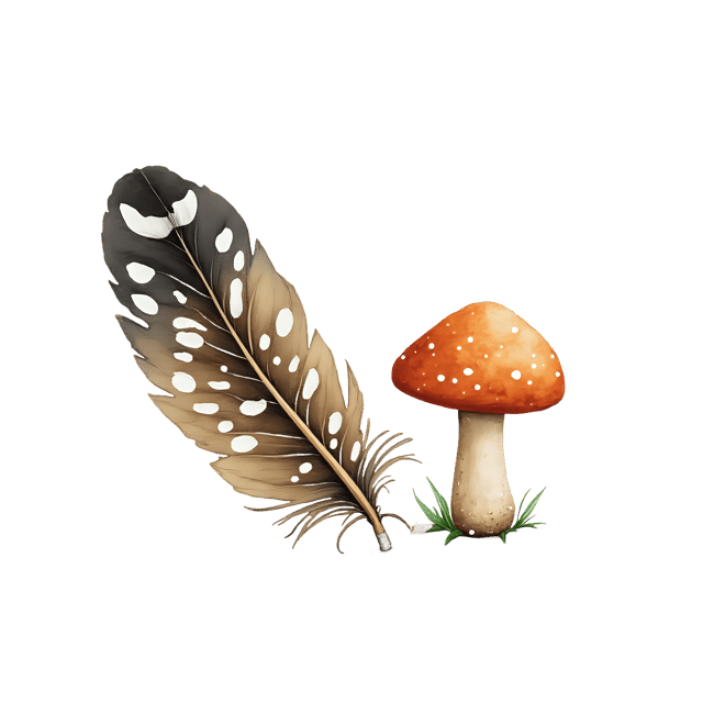 Free transparent PNG: Speckled Wing Feather and Tiny Mushroom  Nature Clipart, free transparent png download