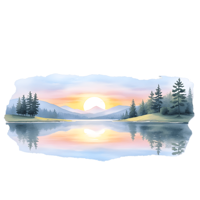 Free transparent PNG: Tranquil Lake Sunrise PNG with Transparent Background for Nature and Serenity Themes