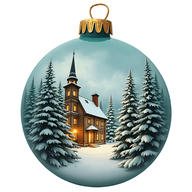 Free transparent PNG: Vintage Tree Ornament  Snow Village Scene, free png download