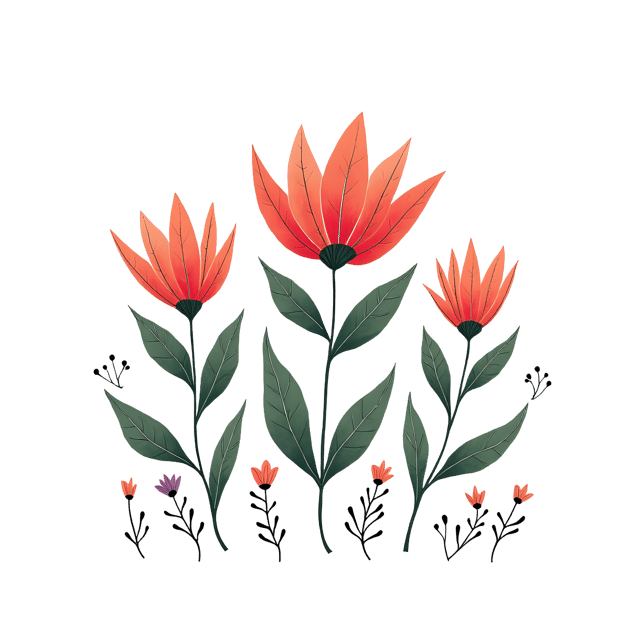 Free transparent PNG: Quirky Hand-Drawn Petals and Leaves PNG with Transparent Background for Floral Art