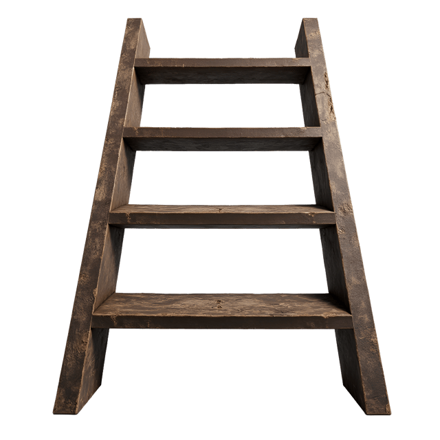 Free transparent PNG: Industrial Ladder with Metal Rungs and Rough Wood Steps PNG Transparent Background