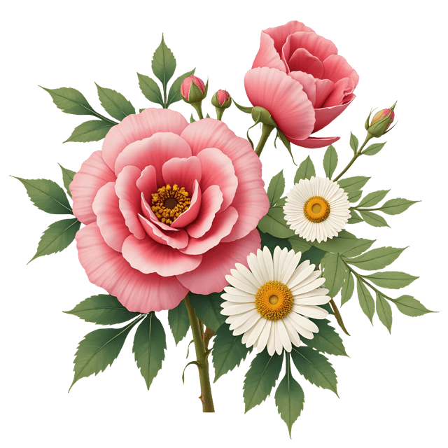 Free transparent PNG: Rose, Peony, and Daisy PNG Clipart  Beautiful Floral Designs for Various Uses