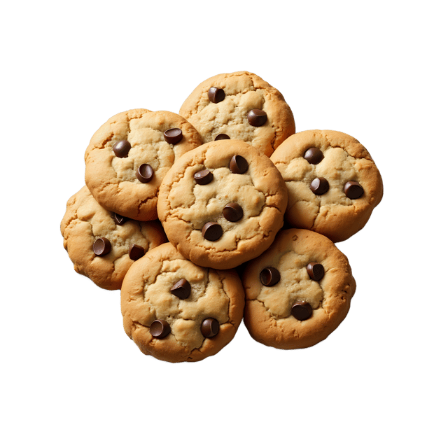 Free transparent PNG: Chocolate Chip Cookies PNG with Transparent Background for Baking and Food Imagery
