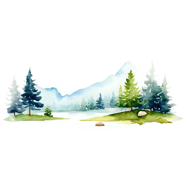 Free transparent PNG: Watercolor Forest Landscape Transparent PNG – Gentle Illustration for Nursery Decor & Crafts