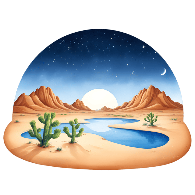 Free transparent PNG: Desert Oasis Celestial Alignment PNG Illustration for Astronomical and Decorative Uses