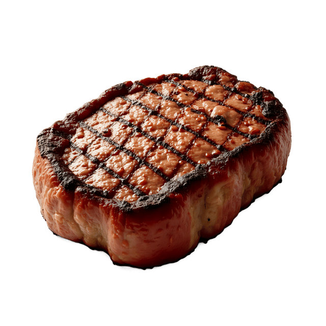 Free transparent PNG: Grilled Steak PNG with Dark Brown Crust and Sizzling Fat Droplets on Transparent Background for Food Photography