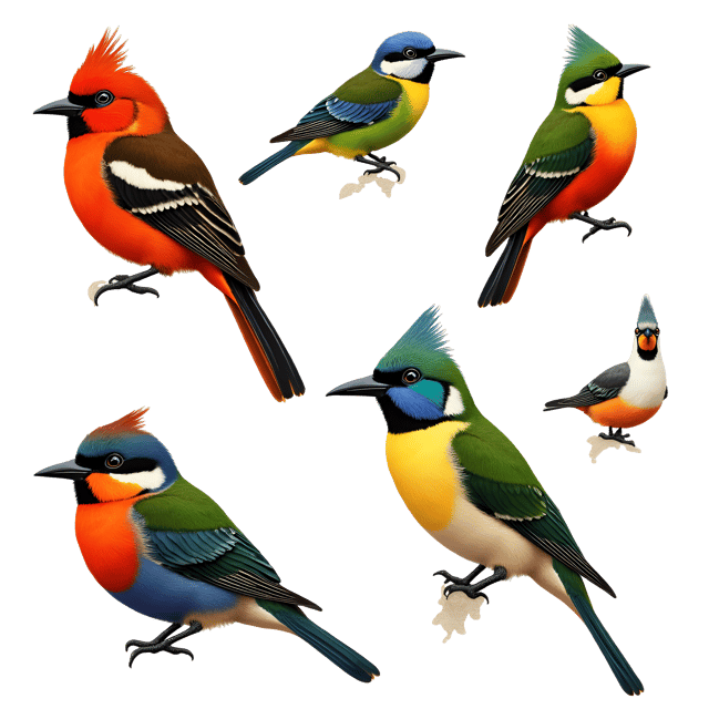 Free transparent PNG: Exotic Birds Hand-illustrated Pattern with Bright Plumage and Intricate Details