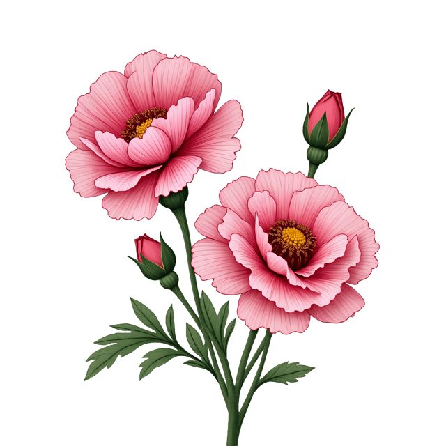 Free transparent PNG: Carnation and Rose Flowers PNG  Perfect for Floral Design, Cards  Decor