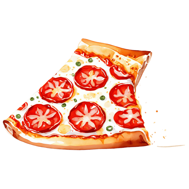 Free transparent PNG: Watercolor Pepperoni Pizza Transparent PNG – Gentle Illustration for Food Artwork