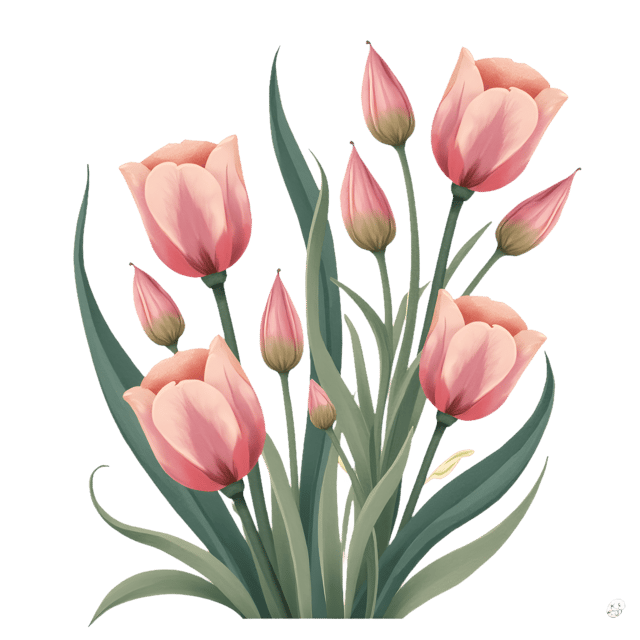 Free transparent PNG: Art Nouveau Iris and Tulip Arrangement  Free Downloadable PNG Clipart
