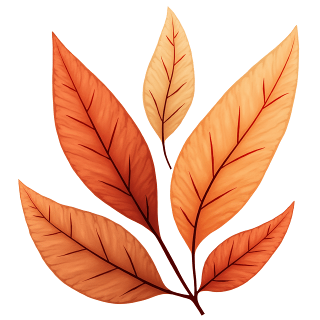 Free transparent PNG: Satin-Textured Leaves Watercolor Illustration with Warm Earth Tones