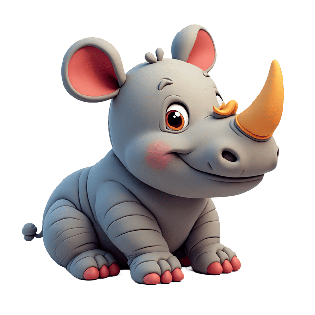 Free transparent PNG: 11 Baby Rhino Plush Toy PNG with Wrinkled Skin Texture on Transparent Background