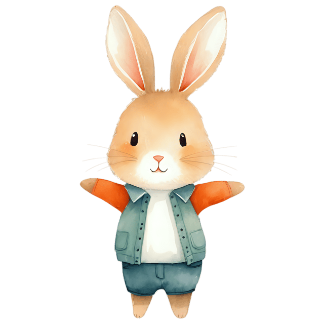 Free transparent PNG: Cute Cartoon Rabbit Illustration for Nursery and Kids Projects