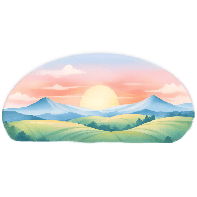 Free transparent PNG: Serenity Sunset Over Rolling Hills with Misty Sky