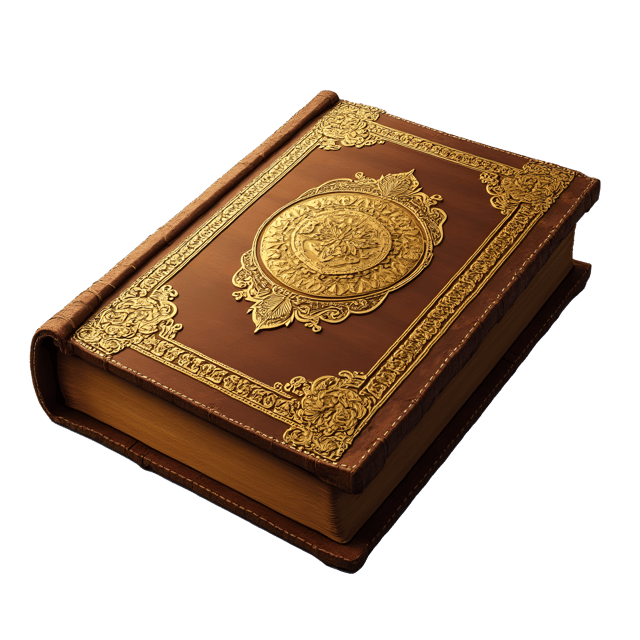 Free transparent PNG: Old Wooden Book with Gold Leaf Details PNG